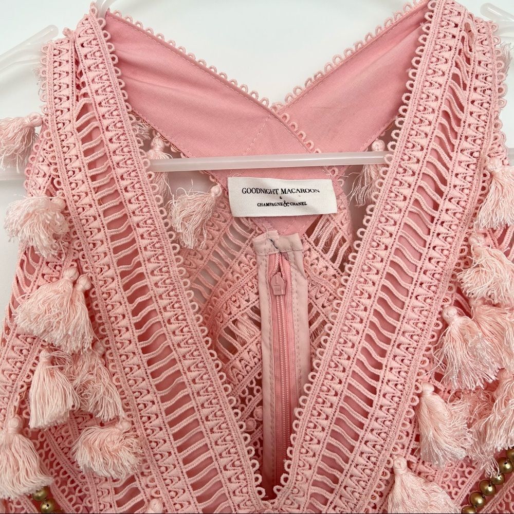 ‘Ariana’ Pink tassels Crochet lace dress S - Picture 3 of 4